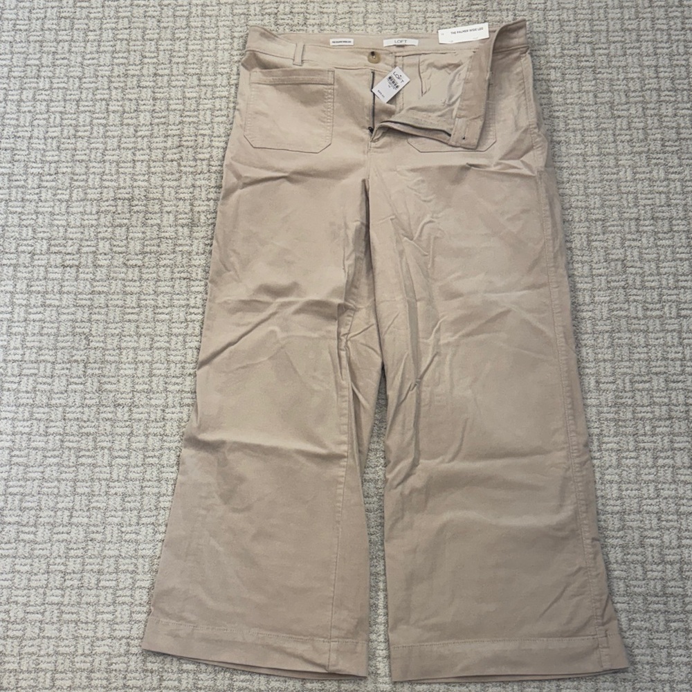 LOFT Tan Wide-Leg Palmer Trousers
